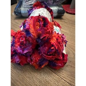 Yarn Bee Beguile Aegean Rockin 23 Eyelash Yarn Lot of 6 Skeins Red Purple Orange